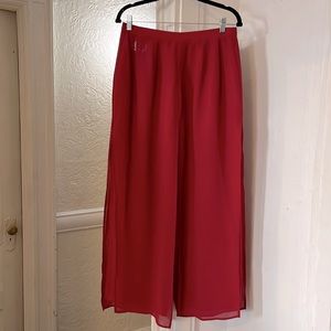 80s 90s Vintage Another Time Red Palazzo Layered Wide Leg Pants sz 18